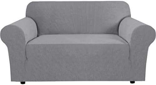 H.VERSAILTEX Stretch Sofa Slipcovers Loveseat Slipcover|Cover for Love seat 1 Piece with Elastic Bottom, Textured Checked Jacquard Fabric(Loveseat 58"-70" Wide, Dove) by HVERSAILTEX