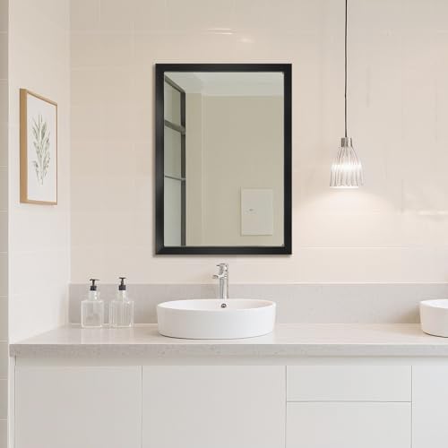 Bathroom Mirror for Over Sink 36x24 Inch Rectangular Wall Mirror, Black by Ruomeng