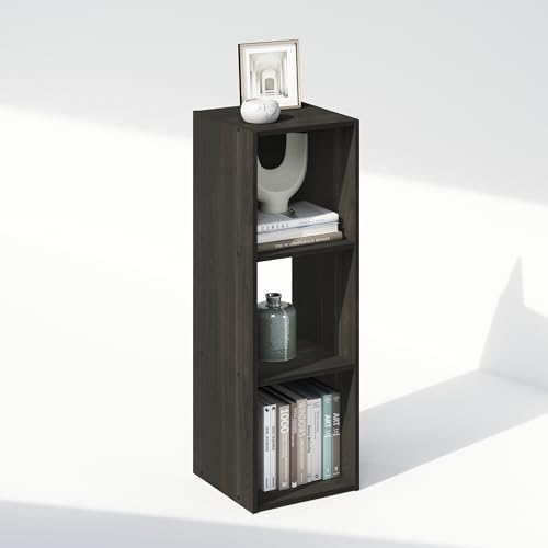 Furinno PELLI Book Shelf, 3-Cube Bookshelf, Cube Storage Organizer Bookcase, 11.7 x 12.1 x 35.4, for Living Room, Bedroom, Home Office, Espresso - Image 5