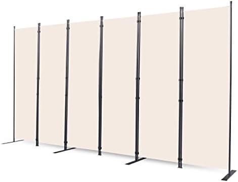 Room Divider, 6 Panel Folding Privacy Screens with Wider Feet, Beige by CHOSENM
