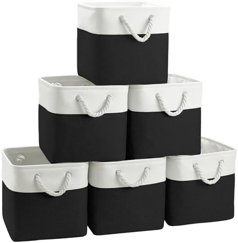 FinishingBo 11 inch Cube Storage Bin with Handles 6 Pack by SimplifySpaceSimplifyLife