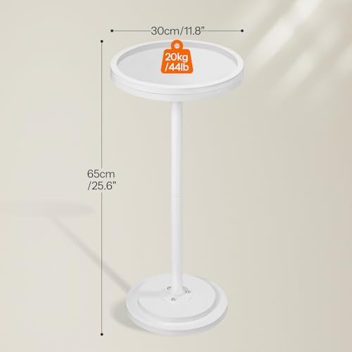 HOOBRO Small Round Side Table, Drink Table, Coffee Martini Table with Pedestal Accent for Small Spaces in Living Room, Bedroom, Sofa Couch, White WW168BZ01 - Image 3