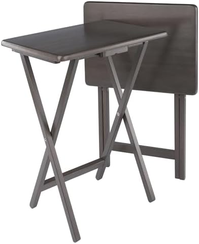 Winsome Alex Set of 2 Foldable Snack Tables, Oyster Gray by Winsome