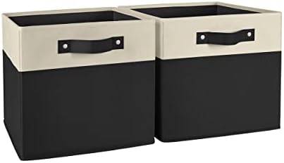 RiverRidge Two-Tone Folding Storage Bins - 2-pack of 10in Tall Black Cubes by RiverRidgeHome