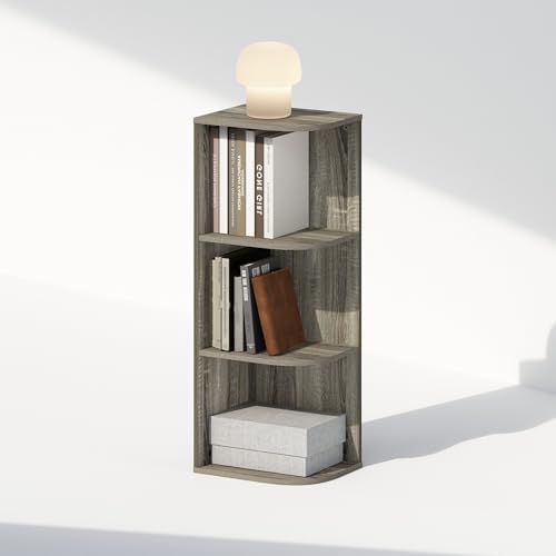 Furinno Reed Corner Shelf, 3-Tier Corner Bookshelf, Book Shelf, Corner Shelves, Storage Rack, for Organization and Storage, Home Office, Living Room, French Oak by Furinno-FitsYourSpaceFitsYourBudget