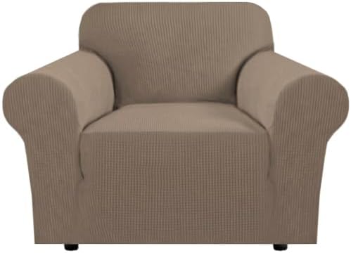 H.VERSAILTEX Stretch Chair Slipcover Sofa Cover Furniture Protector Cover High Spandex Small Checks Knitted Jacquard Sofa Cover Chair Covers for Living Room (Armchair 31"-40", Macchiato) by HVERSAILTEX