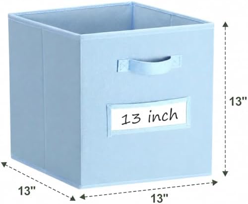 Storage Bins,13" Cube Storage Bin with Labels,10pcs,Pastel Blue - Image 3