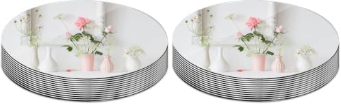 Set of 12 Round Mirror Trays, 10 Inch Glass Mirrors Candle Plate Large Circle Mirrors Wall Mount Glass Mirror Tiles for Table Centerpieces, Crafts, Wedding, Party Decorations (Pack of 2) by Suwimut