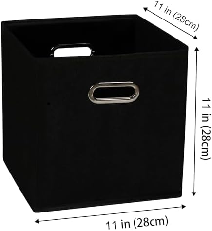 Fabric storage bins Cubes, Fabric Cube Organizer with Handle, Foldable Cube Bins for Cloth or Accessary Storage, 11x11x11, Set of 8, (Black) - Image 2