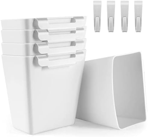 5 Pack Hanging Cup Holders, Multipurpose Rolling Cart Accessories Utility Cart Accessories For Art Craft Supplies, Space Saving Hanging Storage Basket Pencil Holder Makeup Organizers (White) by LEZIOA
