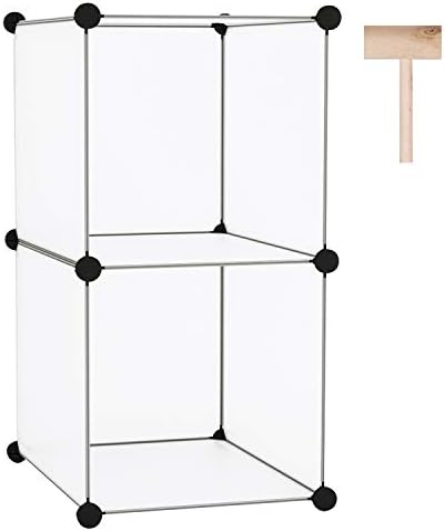 C&AHOME Modular Bookcase, 2-Cube Storage Organizer, Plastic Shelves, White by CAHOME