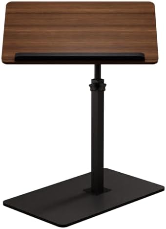 C Shaped End Table,20" W x 14" L,17"-31" Adjustable Height,Swivel and Turnable Desktop,Foldable Side Table for Small Spaces,Black Walnut (Black Walnut, 19.7" x 13.8") by WelcometoPzewMo
