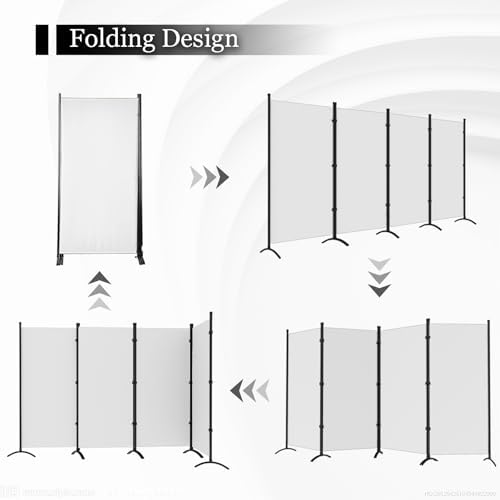 Room Divider, 6FT Tall Folding Partition Room Dividers 4 Panel, Portable and Freestanding Room Divider Screen Wall Divider for Home and Office, White - Image 4
