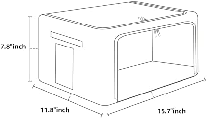 FHSQX 2 Pack Clear Window Storage Bins Foldable Fabric Storage Bins Boxes for Clothes Stackable Box Organizer Set with Carrying Handles (Beige, 22L,15.7x 11.8x 7.8 Inch) - Image 4
