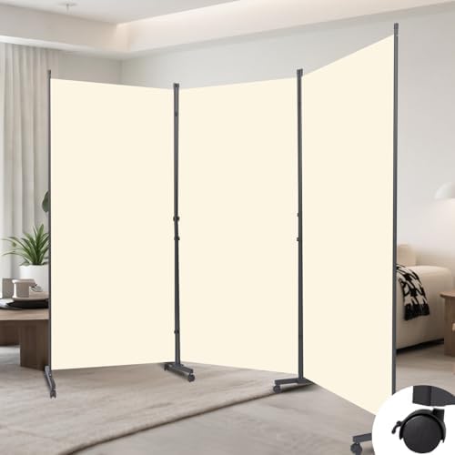 Folding Room Divider W/Wheels,Heavy Duty Base Privacy Screen Separator by YASRKML
