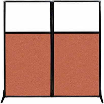 Versare Workstation Partition | Portable Wall Divider | Modern Office Cubicle | Free Standing Privacy Screen | Flexible Work Space | 66" x 70" W/Window, Papaya Fabric Panels by VERSARE