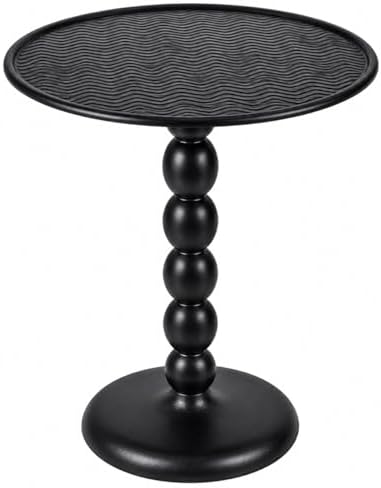CLEENTABLE Round Metal End Table, Zigzag Design, 21" H x 15" W, Black by CLEENTABLE