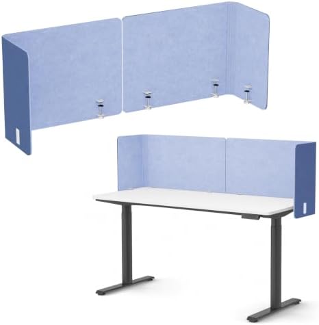 Desk Privacy Panel, 48" × 19" L-Shaped Cubicle Desk Divider, Blue by ERGOCOLLECT