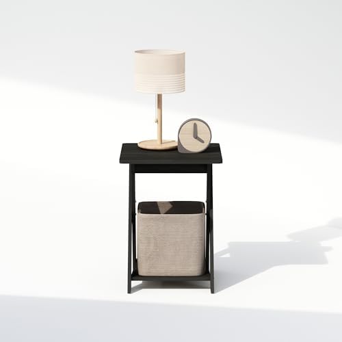 Furinno TIDUR 2-Tier Oval Night Stand with Open Shelf, Espresso - Image 4