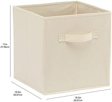 Amazon Basics Collapsible Fabric Storage Cubes Organizer with Handles, Sturdy Storage Bins for Organization, 10.5" x 10.5" x 11", Beige, 6-Pack - Image 4