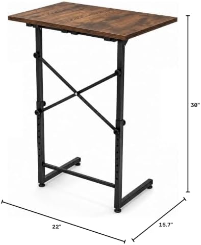 C Shaped End Tables, 22" Adjustable Height Couch Side Table, C Table End Table that Slide Under Sofa, TV Trays Table for Couch, Sofa, Living Room, Small Spaces, Easy to Assemble&Clean - Image 2