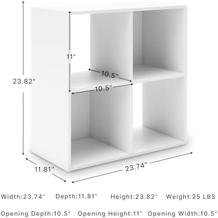 Signature Design by Ashley 4 Cube Storage Organizer, White Bookshelf - Image 3