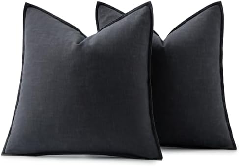 MIULEE Decorative Linen Euro Sham Pillow Covers 24x24 Dark Gray - Image 6