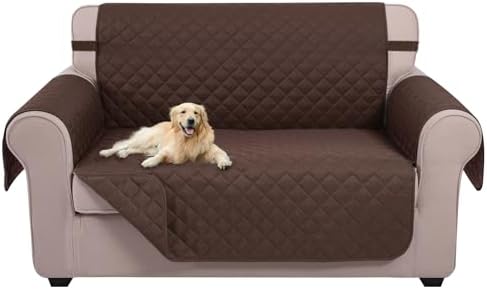 U-NICE HOME Loveseat Sofa Cover for 2 Cushion Couch, Chocolate by U-NICEHOME