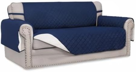 Easy-Going Reversible Couch Cover, 2 Cushion Sofa, Navy/Ivory - Image 7
