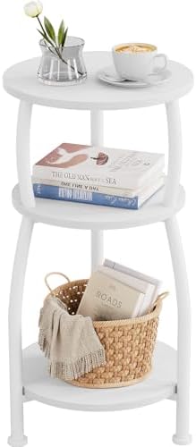 Small Round Side Table, 3-Tier Slim End Table for Small Spaces by designyourhome