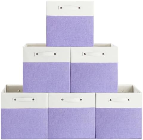 FinishingBo 13x13x13 Storage Cube Bins 6 Pack, Cube Shelf Baskets by SimplifySpaceSimplifyLife