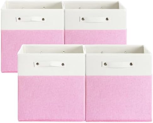 FinishingBo 13x13x13 Storage Cube Bins 4 Pack, Cube Shelf Baskets by SimplifySpaceSimplifyLife