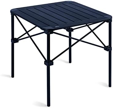 iClimb Lightweight Stable Alu. Folding Square Table Roll Up Top (Black, M) by iClimb