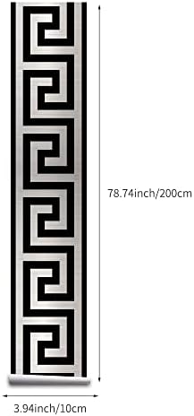 funlife Greece Pattern Peel and Stick Wall Border Stickers, Self Adhesive Skirting Wall Waist Line Decal for Bathroom Wall Vanity Mirror, 78.74"X3.93" Brushed Silver 2 Rolls - Image 3