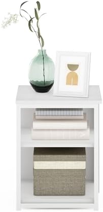 Furinno CAMNUS Side Table, 2-Tier Modern Metal Frame End Table with Open Shelf, Night Stand, Bedside Table, for Living Room, Bedroom, White - Image 4