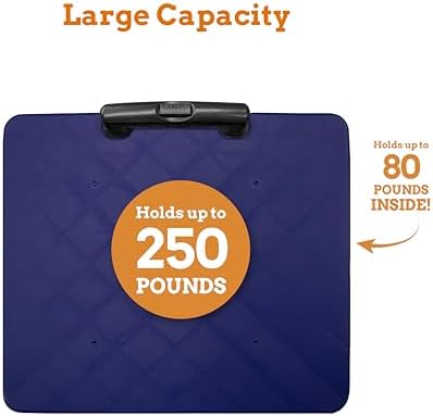 Inspired Living Collapsible Ultra-Slim Pack-N-Roll,2 Wheel Utility Cart w/Lid Used as Seat up to 250 Lbs, Telescopic Handle - Super Strong, for Home, Garden, Shopping, Office, School use, Large, Blue - Image 3