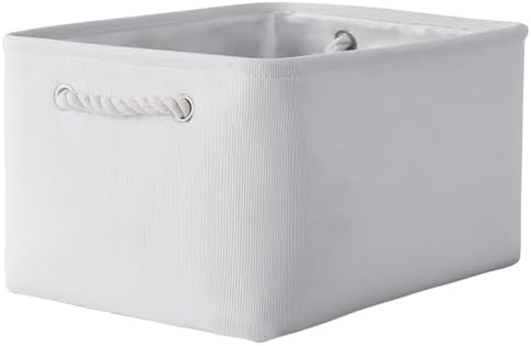 TheWarmHome Fabric Storage Bin, Large 1 Pack 15.7L*11.8W*8.3H Storage Basket for Home Storage and Organization, Shelf Basket with Cover for Living Room Bedroom Closet（White by TheWarmHome