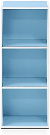 Furinno LUDER Book Shelf, 3-Cube Bookshelf, Bookcase with Open Shelves, 9.3 x 12 x 31.5, Easy Assembly, for Living Room, Bedroom, Home Office, White/Light Blue - Image 4