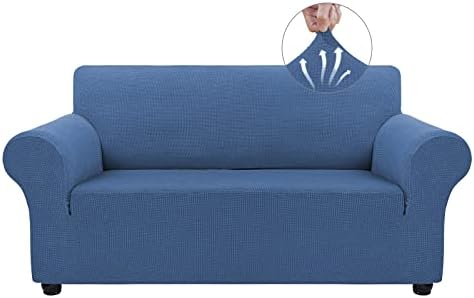 Asnomy Stretch Couch Covers Washable, loveseat Cover Slipcovers,River Blue by Asnomy