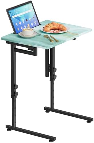 Adjustable Folding TV Tray, C-Shaped Foldable Table, No assembly(Sea Blue) by Katrawu