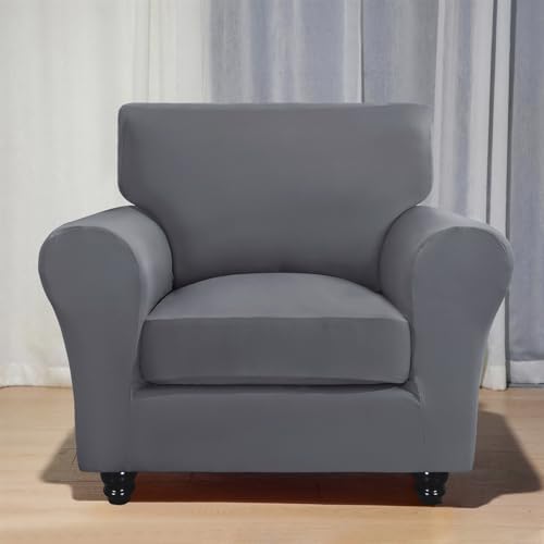 SearchI Stretch Sofa Cover Couch Covers, 2 Piece Armchair Slipcover with Separate Chair Cushion Cover, Washable Furniture Protector for Living Room(Armchair, Grey) - Image 4