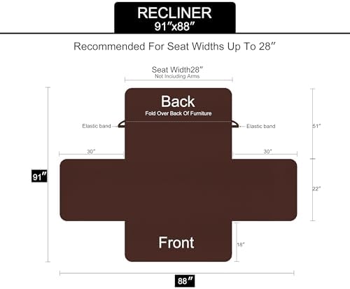 U-NICE HOME Reversible Recliner Chair Covers, Chocolate/Taupe - Image 6