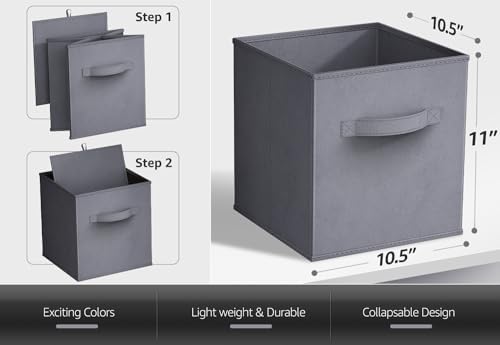 Sorbus Fabric Storage Cubes, 6-Pack Foldable Bins (11 Inch, Gray) - Image 3