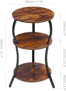YEAKOO Vintage Small Round Side Table,3-Tier End Table for Small Spaces - Image 3