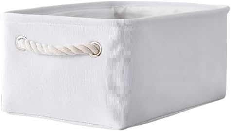 TheWarmHome Storage Basket for Gifts Empty - 11.8x7.8x5.2 inch 1 Pack Fabric Storage Cubes, Nursery Organizers and Storage for Closet Cloth Toy Book (White) by TheWarmHome