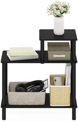 Furinno Turn-N-Tube Side Table, 3-Tier Rectangle Sofa End Table with Open Shelf, Toolless Assembly Night Stand, Bedside Table, for Living Room, Bedroom, Espresso - Image 4