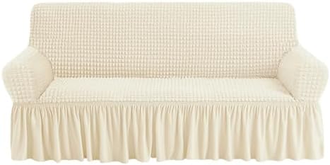 NICEEC Sofa Covers Beige Couch Cover Stretch Sofa Slipcovers with Skirt by NICEEC