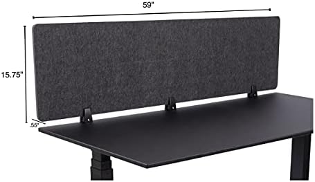 Stand Up Desk Store ReFocus Raw Clamp-On Acoustic Desk Divider Mounted Privacy Panel to Reduce Noise and Visual Distractions (Anthracite Gray, 59" x 16") - Image 7