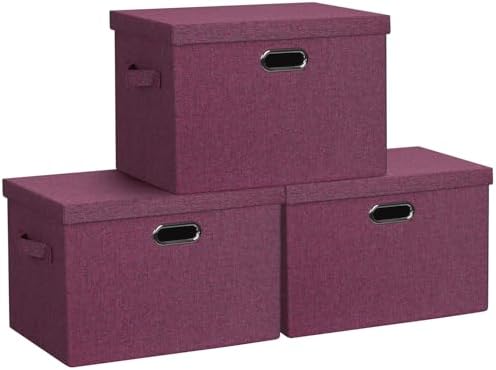 Storage Bins with Lids Fabric Closet Organizers Cubes Office Organization by GraciadecoStorage