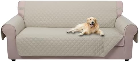 U-NICE HOME 4 Seater Sofa Cover 91''Large Couch Cover, Beige/Beige by U-NICEHOME